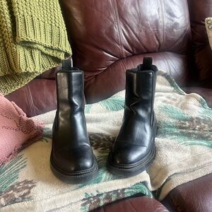 ZARA Black Ankle Boot with Gold Plated Accent